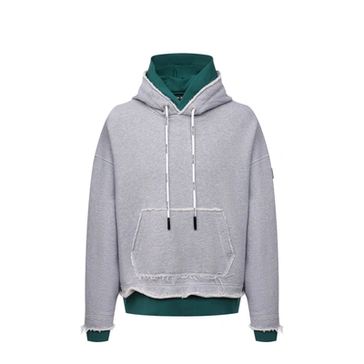 Palm Angels Double Layered Hoodie In Gray