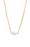 POPPY FINCH DOUBLE CHAIN OVAL PEARL NECKLACE