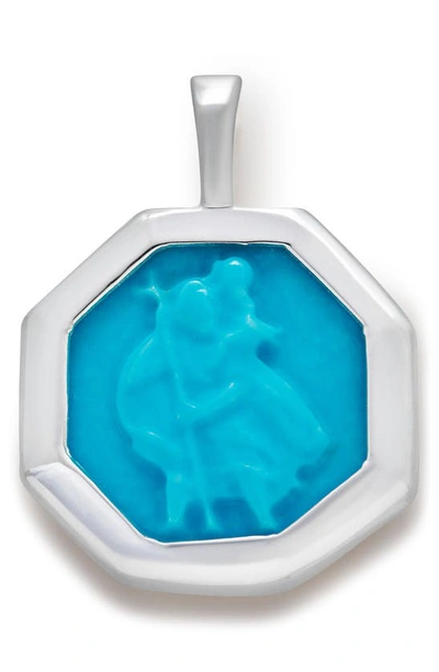 Monica Vinader St Christopher Turquoise Pendant Charm In Sterling Silver