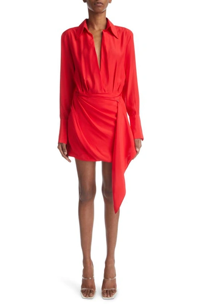 Gauge81 Gravia Silk Draped Mini Dress In Red