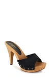 Candies Antonella Slide Sandal In Black Suede