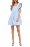 English Factory Stripe Ruffle Minidress In Blue Stripe