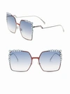 FENDI 60MM Oversized Crystal-Trim Square Sunglasses