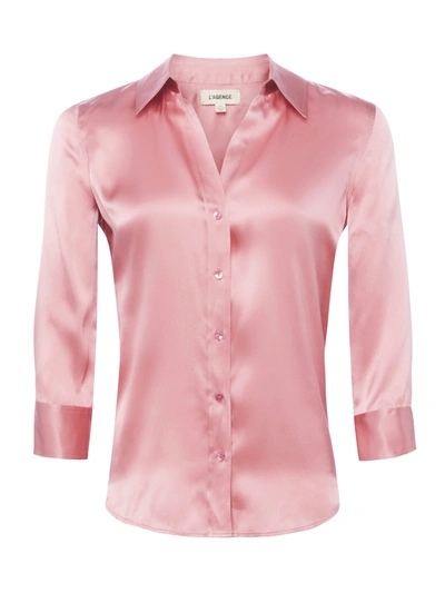 L Agence Dani Blouse In Pink Blush