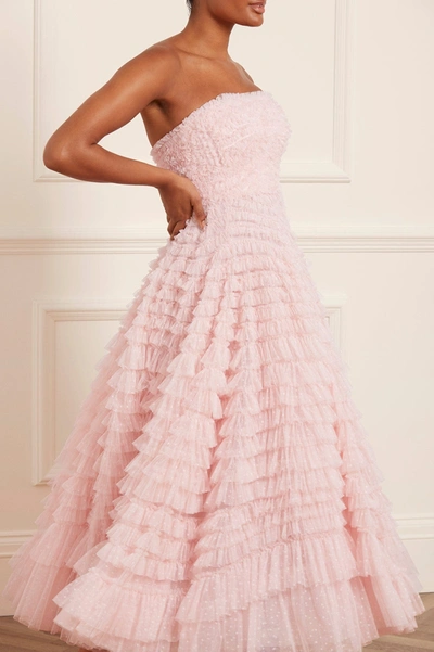 Needle & Thread Hattie Ruffle Strapless Ankle Gown In Pink