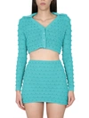 Self-portrait Embellished Striped Knit Cardigan In Green