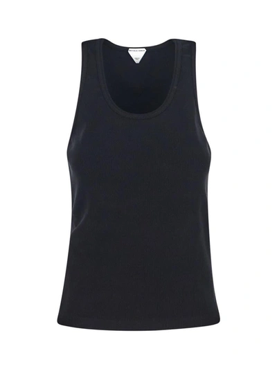 Bottega Veneta Dry Stretch Cotton Ribbed Tank Top In Black