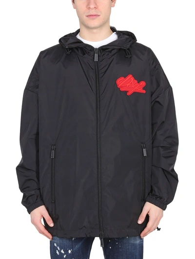 Dsquared2 Jacket With Logo Patch In Nero