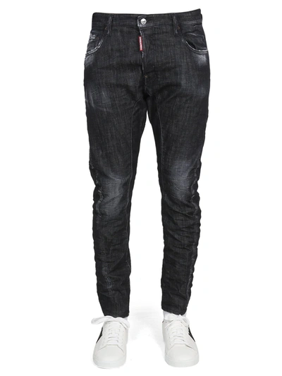 Dsquared2 Tapered Leg Denim Jeans In Nero