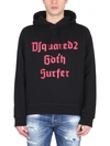 Dsquared2 Fleeced Cotton Gothsurfer Hoodie In Black