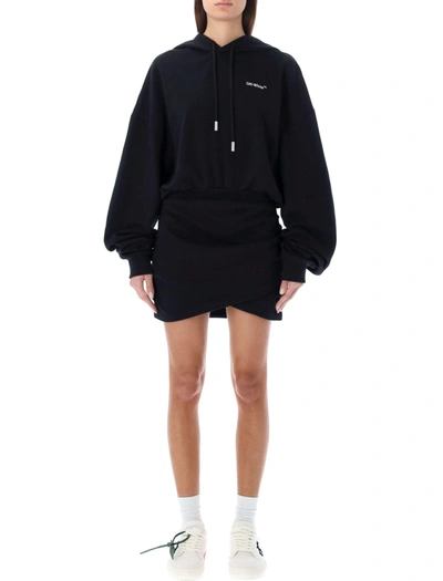 Off-white For All Hoodie Sweatdress In Black/white