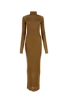 Saint Laurent High-neck Maxi Dress In Brown