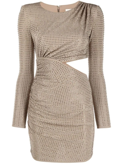 Self-portrait Rhinestone-embellished Mini Dress In Grey