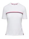Thom Browne Rwb Stripe Ribbed T-shirt In White