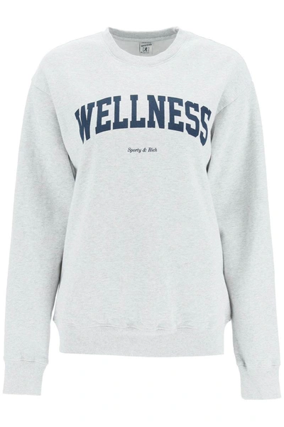 Sporty And Rich Sporty Rich Wellness Ivy Crewneck Sweatshirt In Heather Gray/navy