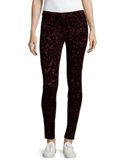 J Brand Abstract-print Slim-fit Ankle Trousers In Mulberry