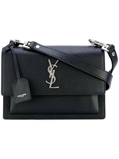 Saint Laurent Monogram Sunset Medium Leather Cross-body Bag In 1000 Nero