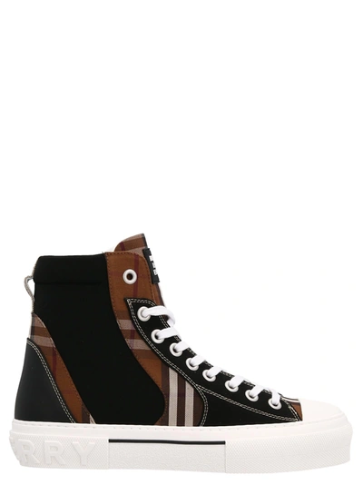 Burberry Vintage Check Cotton And Neoprene High-top Sneakers In Multicolor