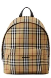 Burberry Logo-plaque Check-print Backpack In Archive Beige