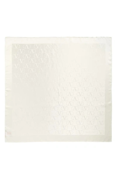 Valentino Vlogo Square Silk Scarf In White