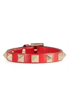 Valentino Garavani Valentino Rockstud Leather Bracelet In Rouge