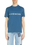 Givenchy Logo Slim Fit Cotton T-shirt In Petrol Blue