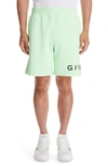 Givenchy Wide-leg Logo-print Cotton-jersey Shorts In Green