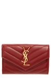 SAINT LAURENT SMALL MATELASSÉ LEATHER ENVELOPE WALLET