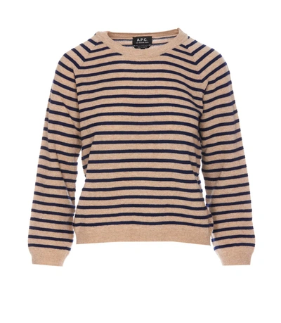 Apc A.p.c. Striped Crewneck Sweater In Multi