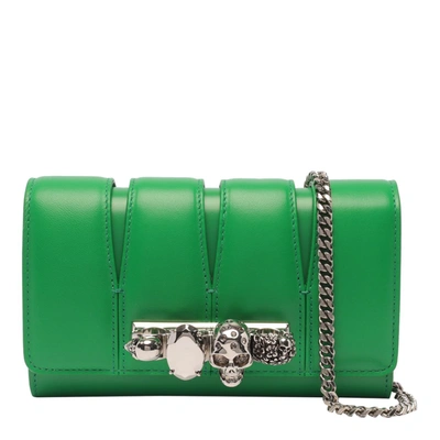 Alexander Mcqueen The Slush Chained Clutch Bag In Green