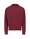 Marni Round Neck Short Knitted Sweater In Red