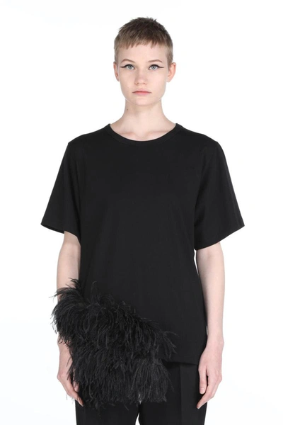 N°21 Feather T-shirt In Black