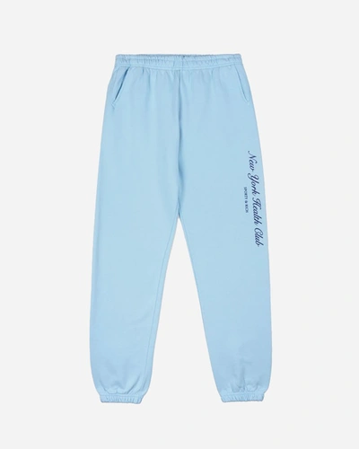Sporty And Rich Ny Health Club Flocked Sweatpant In Light Blue