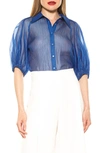 Alexia Admor Billie Floral Button-up Shirt In Navy