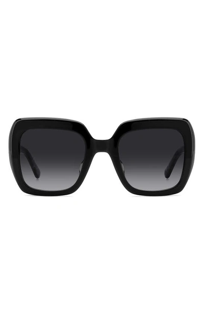 Kate Spade Naomi Acetate Square Sunglasses In Black/grey Shaded