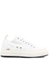 DSQUARED2 DSQUARED2 SNEAKERS FLATFORM RIALZATE CON LOGO BIANCHE IN COTONE DONNA