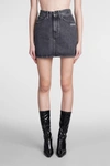 Off-white Logo-print Denim Skirt In Grey