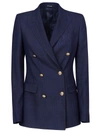 Tagliatore Double-breasted Tailored Blazer With Central Vent In Blue