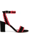 TABITHA SIMMONS LETICIA RICKRACK-TRIMMED SUEDE SANDALS