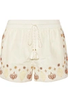 RACHEL ZOE STEPHANIE EMBROIDERED COTTON AND SILK-BLEND VOILE SHORTS