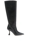 STUART WEITZMAN BLACK POINTED BOOTS WITH SPOOL HEEL IN SMOOTH LEATHER WOMAN