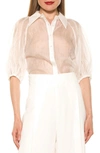 Alexia Admor Billie Floral Button-up Shirt In Ivory
