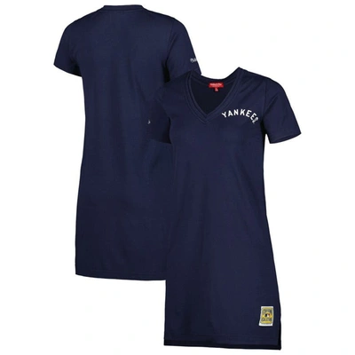 MITCHELL & NESS MITCHELL & NESS  NAVY NEW YORK YANKEES COOPERSTOWN COLLECTION V-NECK DRESS
