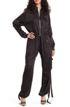 Azalea Wang Satin Jumpsuit In Black
