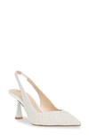 Betsey Johnson Clark Womens Metallic Embellished Slingback Heels In Ivory