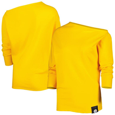 Kiya Tomlin Gold Pittsburgh Steelers Twisted Tri-blend Asymmetrical 3/4-dolman Sleeve Sweatshirt