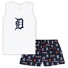 Concepts Sport Women's  White, Navy Detroit Tigers Plus Size Tank Top And Shorts Sleep Set In White