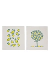 Vietri Limoni Assorted Set Of 2 Cotton Dish Towels In Yellow