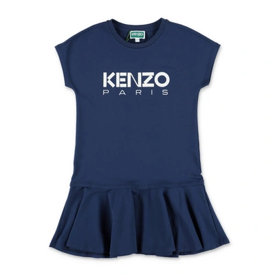Kenzo Babies' Girls Navy Blue Cotton Logo Dress