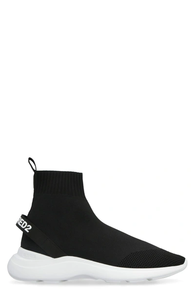 Dsquared2 Sock-style Logo-print Sneakers In Black